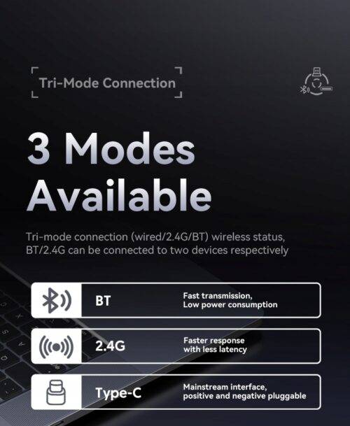 Attack Shark X3 Tri-Mode 2.4g-BT-Wired, Lightweight Gaming Mouse - obrazek 7
