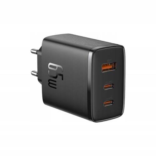 BASEUS SZYBKA ŁADOWARKA SIECIOWA KOSTKA ZASILACZ 2X USB-C + USB, 65W