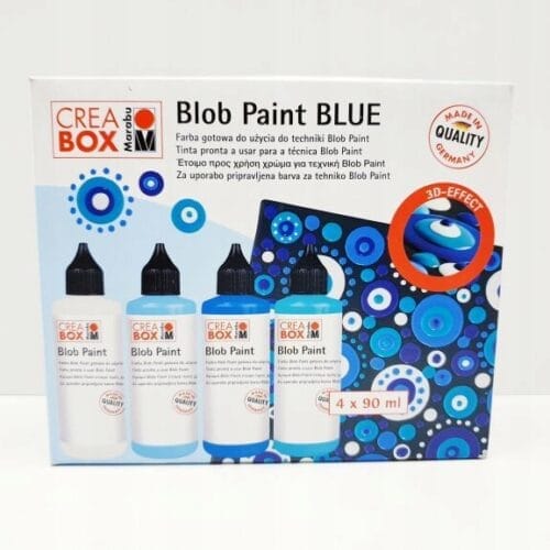 Zestaw farb do malowania kroplami blob paint Blue creabox 4x90 ml