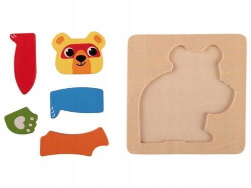 Playtive kolorowe, drewniane puzzle 2D Miś - obrazek 3
