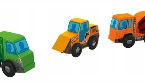 PLAYTIVE Drewniane pojazdy budowlane do kolejki 3szt