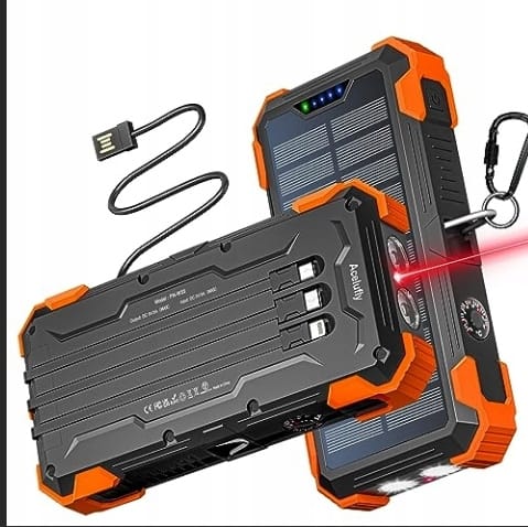 POWERBANK ŁADOWARKA SOLARNY 36000mAh 5xUSB LATARKA KARABIŃCZYK QI Acelufly