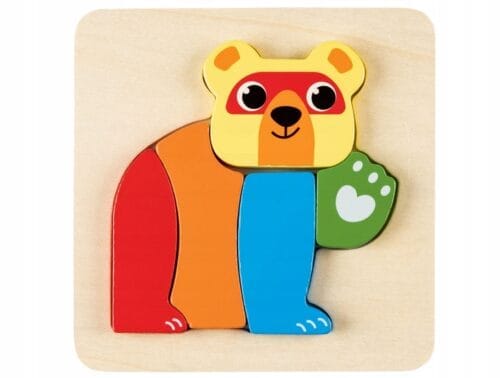 Playtive kolorowe, drewniane puzzle 2D Miś - obrazek 4